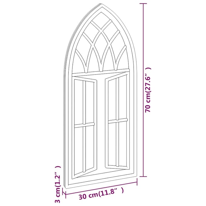 vidaXL - Tuinspiegel - 70x30 - cm - ijzer - zwart