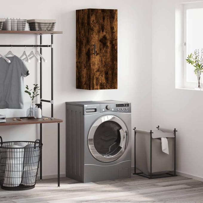 vidaXL - Bovenkast - 34,5x34x90 - cm - gerookt - eikenkleurig