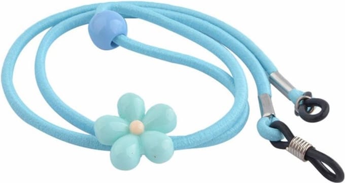 Fako Bijoux® - Brillenkoord - Kids - Elastisch - Bloem - Lichtblauw