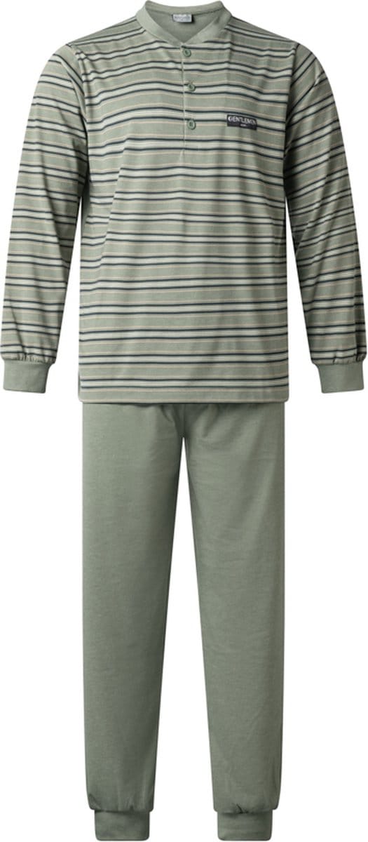 Gentlemen - heren pyjama 114237 - knoophals - groen - maat L