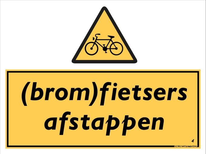 (brom)fietsers afstappen bord - Aluminium - 40 x 30 cm - Weerbestendig