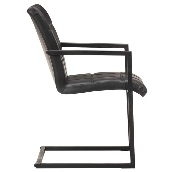 vidaXL - Eetkamerstoelen - 2 - st - echt - leer - zwart