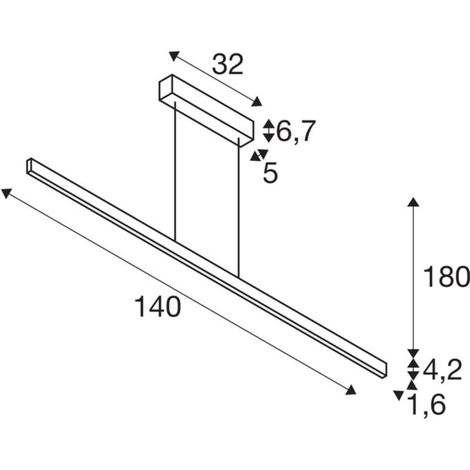 SLV One Linear LED hanglamp, 140 cm, messing