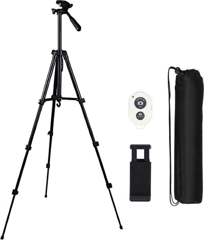 Statief camera & smartphone met afstandsbediening - Tripod smartphone - Tripod camera - Statief voor smartphone - verstelbaar - tot 140 cm hoog - statief iPhone - statief telefoon