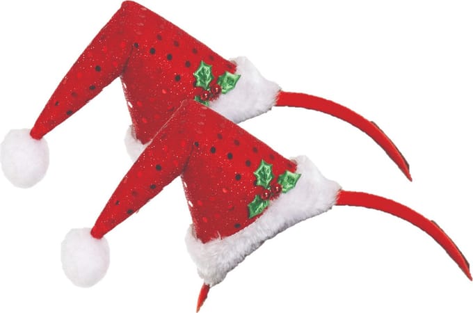 Henbrandt kerst diadeems/haarbanden - 2x st- met kerstmuts - 21 cm