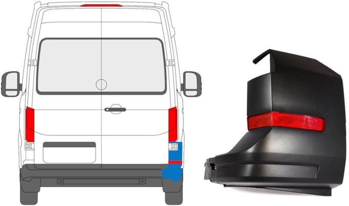 Hoek achterbumper + reflectorlamp voor MAN TGE 2016- / Rechts