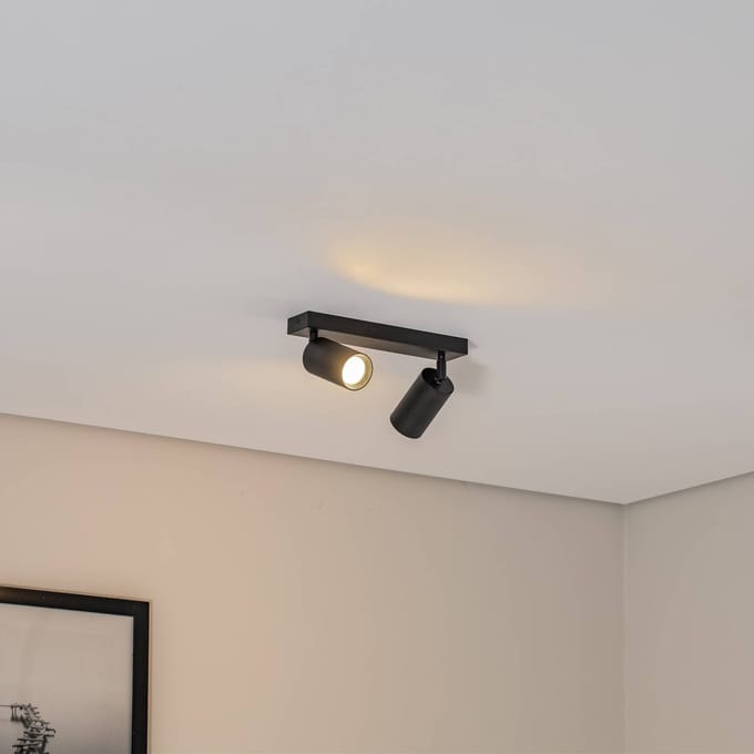 Argon Plafondspot Sado, zwart, staal, verstelbaar, 2-lamps