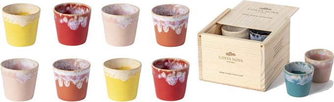 Costa Nova grespresso serie set van 8 lungo kopjes in houten gift box 210 ML - Sunshine
