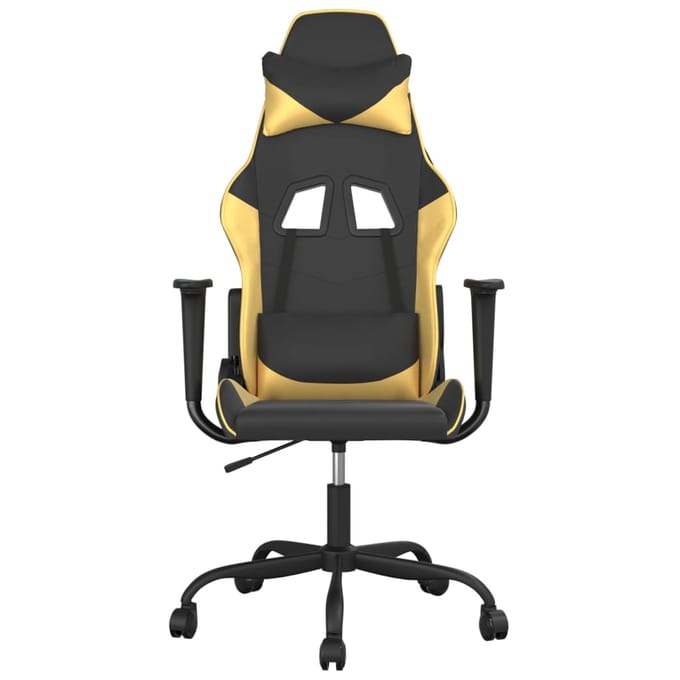 vidaXL - Massage - gamestoel - kunstleer - zwart - en - goudkleurig