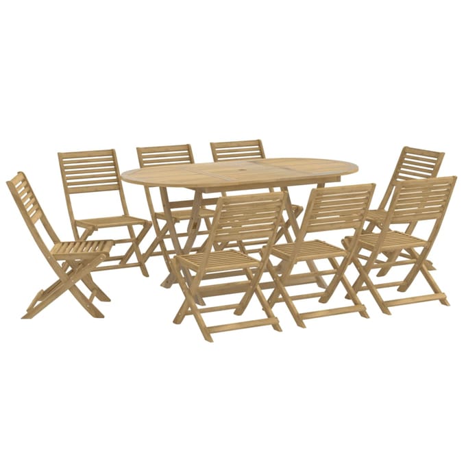 vidaXL - 9-delige - Tuinset - massief - acaciahout