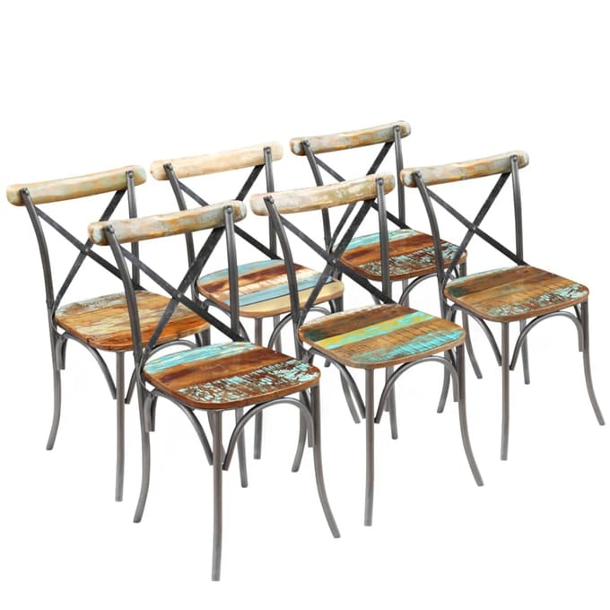 vidaXL - Eetkamerstoelen - 6 - st - massief - gerecycled - hout