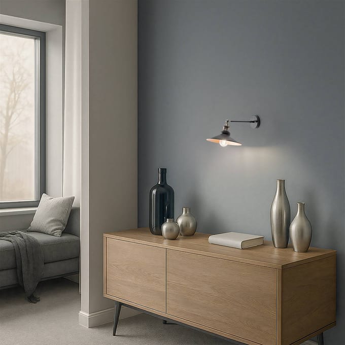 Opviq Wandlamp Saglam, zwart/goud, conisch, hoogte 20 cm, E27