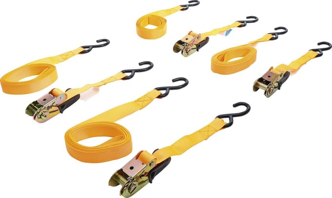 BGS Spanbandset met ratel met zware haken 5 meter x 25 mm 4 delig