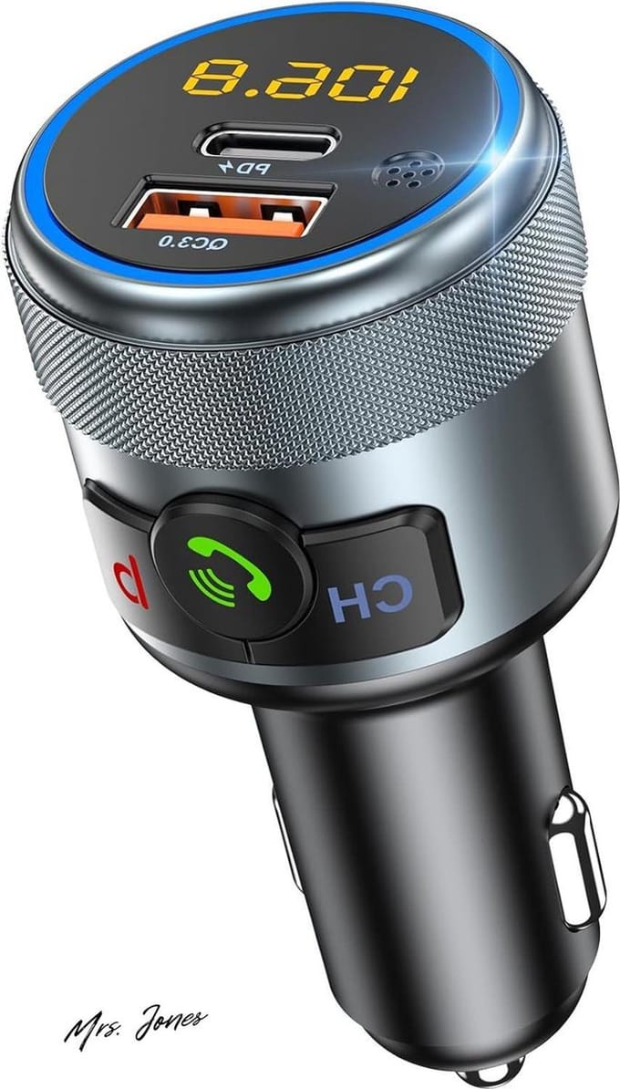 Mrs. Jones Auto Bluetooth 5.1 FM Transmitter 38W Snel Opladen PD+QC Draadloze Bluetooth FM Zender - Sterke Basgeluid .