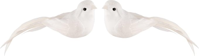 Dekoratief | Clip m/vogeltje, wit, PVC, 14x4x5cm, set van 2 stuks | A240189