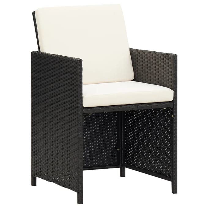 vidaXL Tuinstoelen met kussens 4 st poly rattan zwart