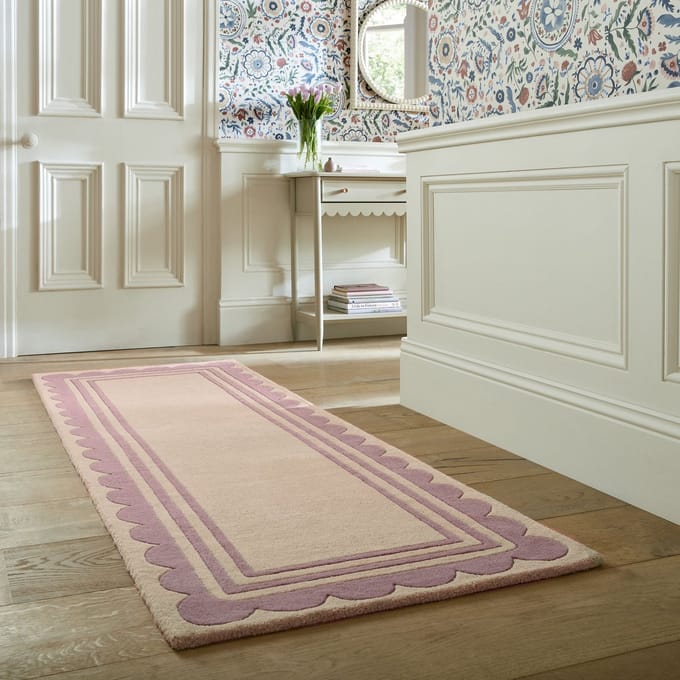 Flycarpets Loper - Laagpolig vloerkleed Lois - 100% Wol - Paars 80 x 230 cm