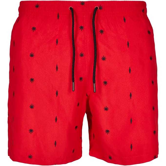 Urban Classics - Embroidery Zwemshorts - S - Rood
