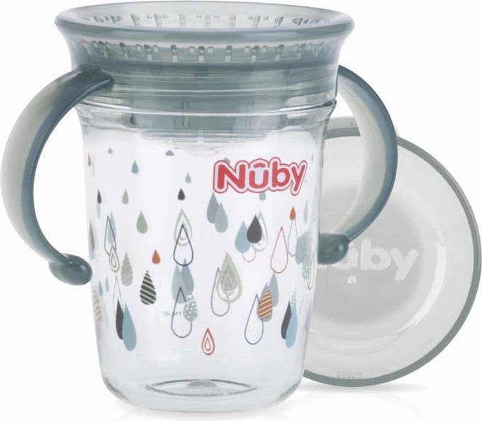 Nuby 360º Wonder Beker Met Handvat 240 ml Grijs