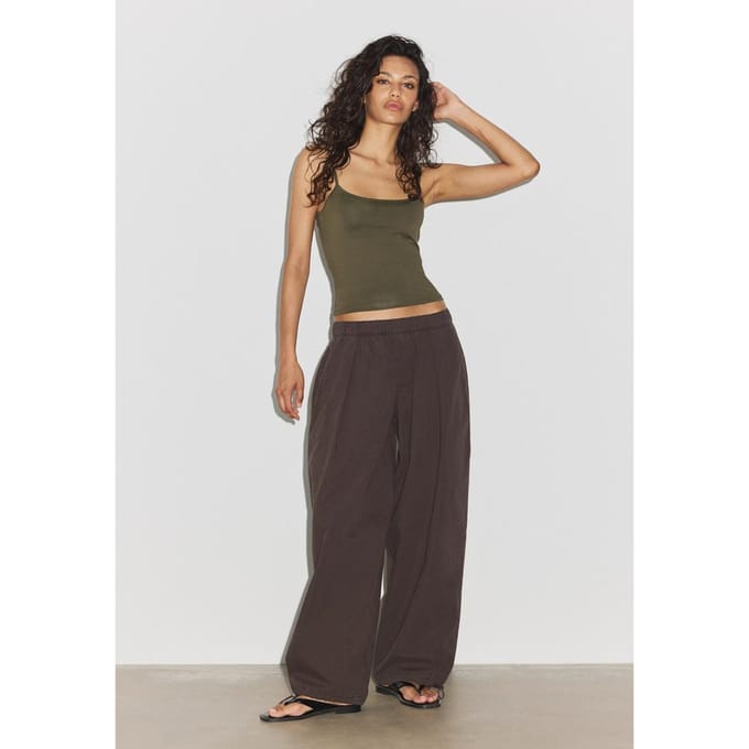 Stradivarius Polyamide top met bandjes  Kaki L