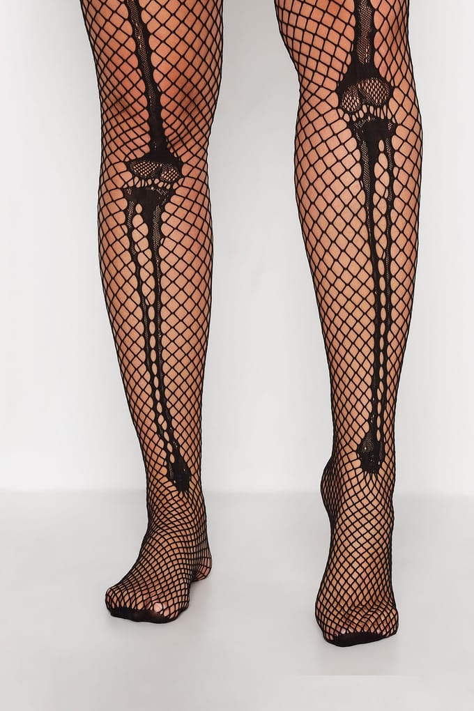 Yours Visnetpanty Met Skeletprint In Zwartsize 44-48