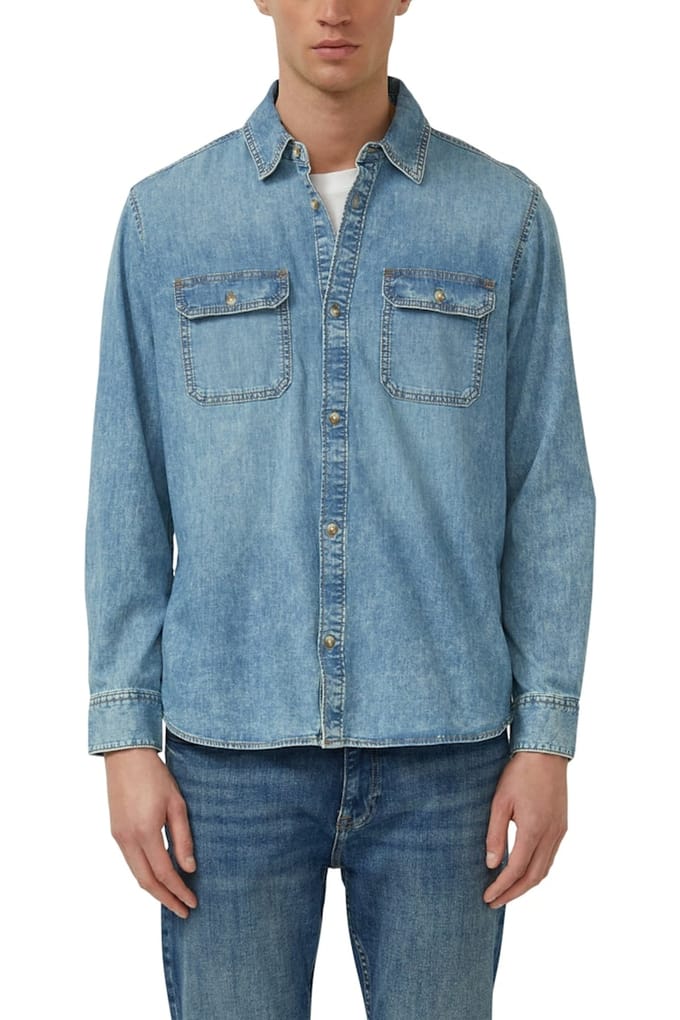 s.Oliver - male - Regular fit: denim overhemd van puur katoen