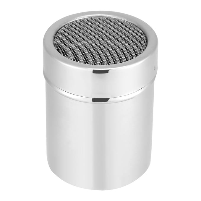 Kitchen Stainless Steel Chocolate Shaker Cocoa Coffee Powder Mesh Dispenser white