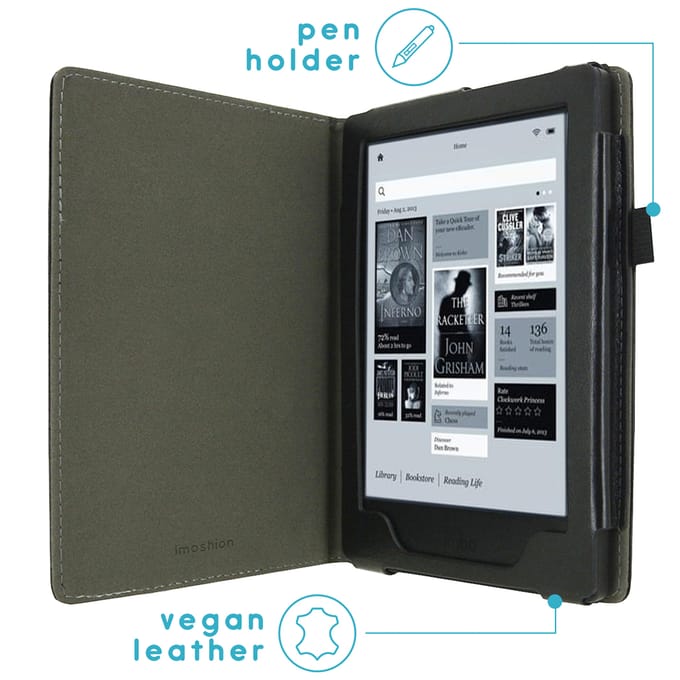 imoshion Vegan Leather Bookcase voor de Kobo Aura H2O - Zwart