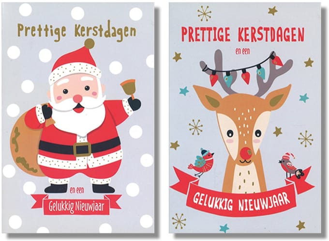 MGPcards - 10 Luxe dubbele wenskaarten - Kerstkaarten / Nieuwjaar - Witte envelop - 11.5 x 17 cm - 2 Motieven per doosje