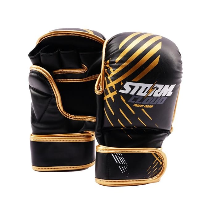 StormCloud Lynx Serie - MMA Sparring Handschoenen - Zwart-Goud - 7oz - XL