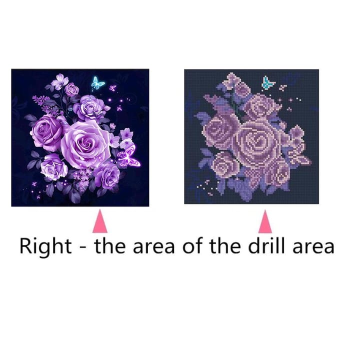 Diamond Painting DIY 5D Rozenbloem Diamond Painting Kubus Ronde Vorm Vol purple
