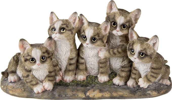 Clayre & Eef Beeld Kat 32x13x16 cm Grijs Kunststof