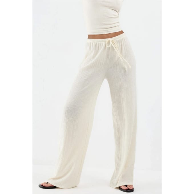 Wijduitlopende Broek met Touwtjes in de Taille