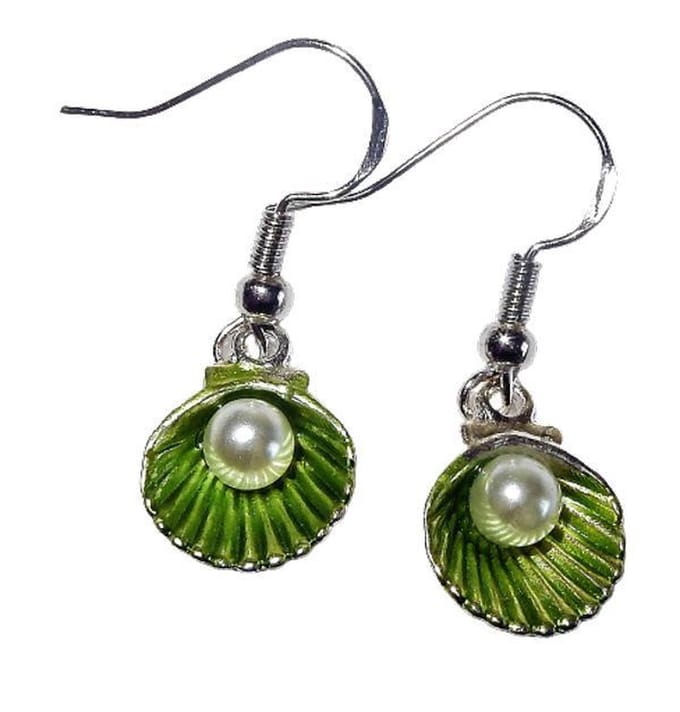 Zilveren Oorhangers Parel Oester Groen