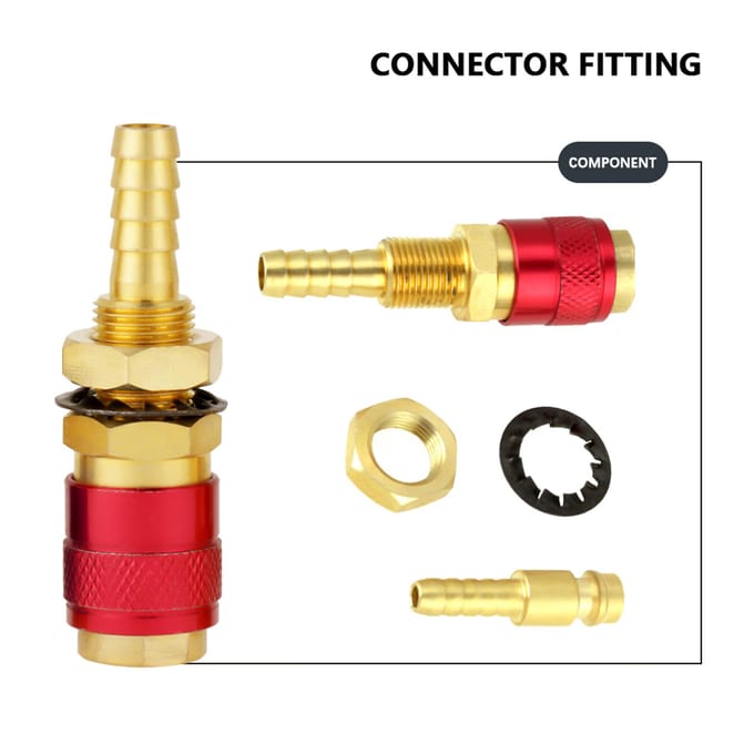 Adaptateur de connecteur rapide refroidi à l'eau et au gaz, 2 pièces de 8 mm, pour torche de soudage TIG