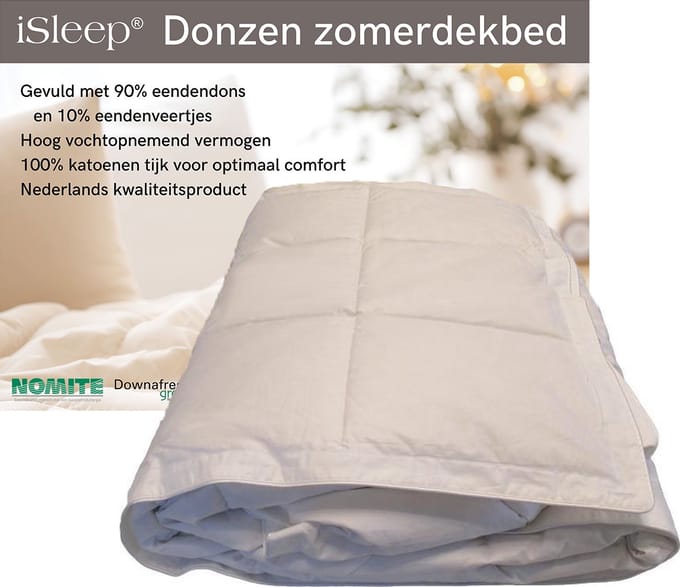 iSleep Zomerdekbed Dons - 90% Eendendons Zomer Dekbed - Eenpersoons - 140x200