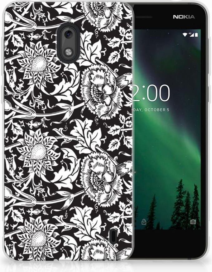 Nokia 2 TPU Case Black Flowers