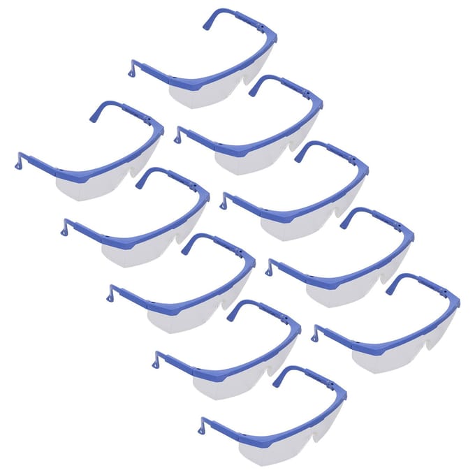10 stuks Veiligheidsbril Plastic Beschermende Bril Verstelbare Oogbescherming Set Kit voor Laboratorium white
