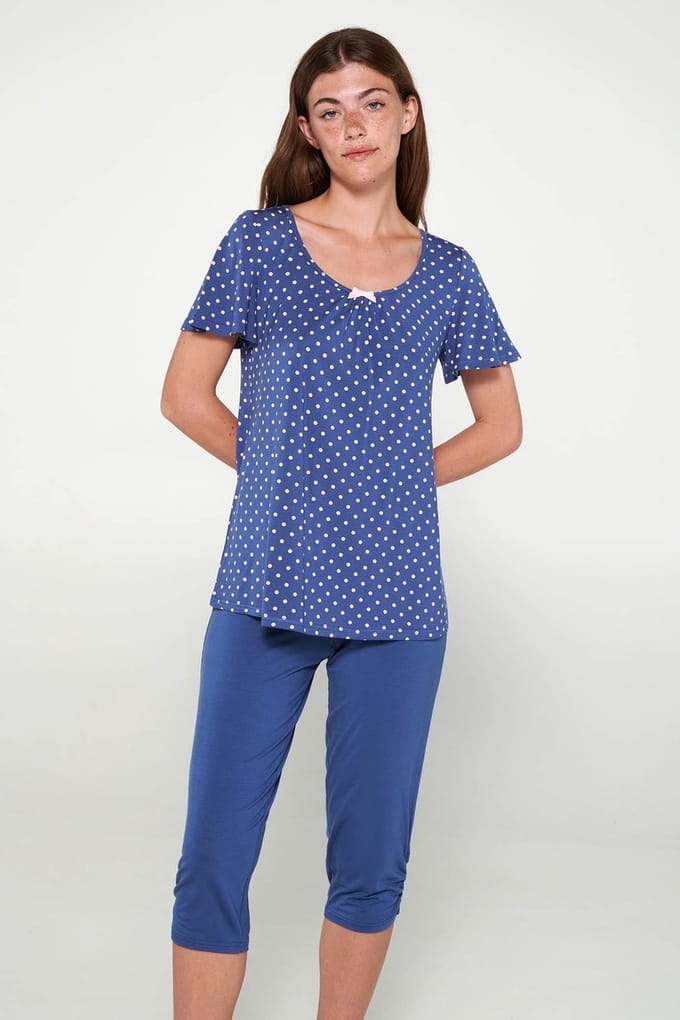 Vamp! Pyjama Dames Micromodal Korte Mouw 3/4 Broek Blue Boa 20018 46 / 3XL