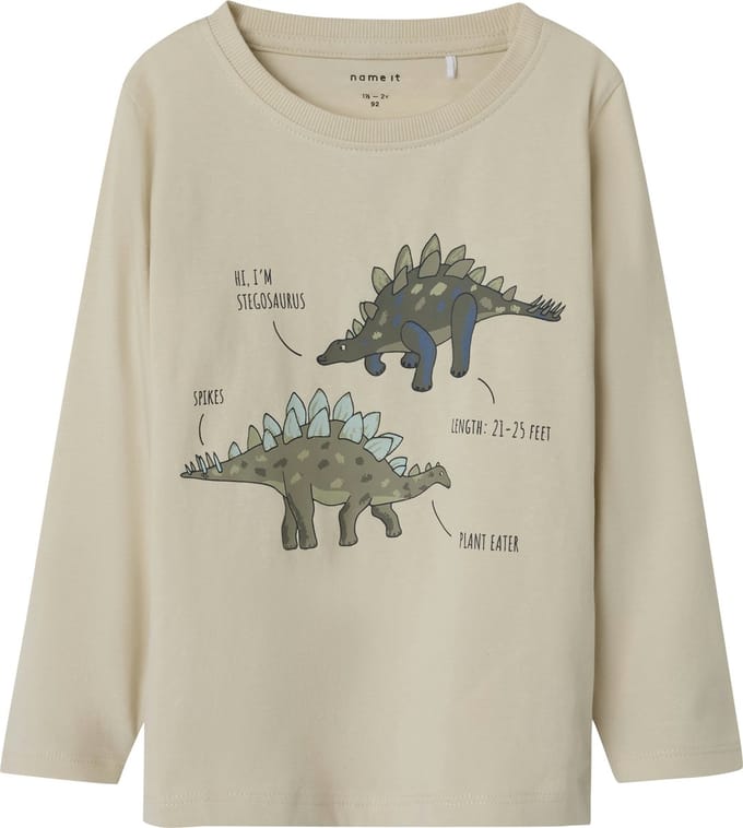 Name It - T-shirt - Longsleeve - Dino - Sand - Maat 92