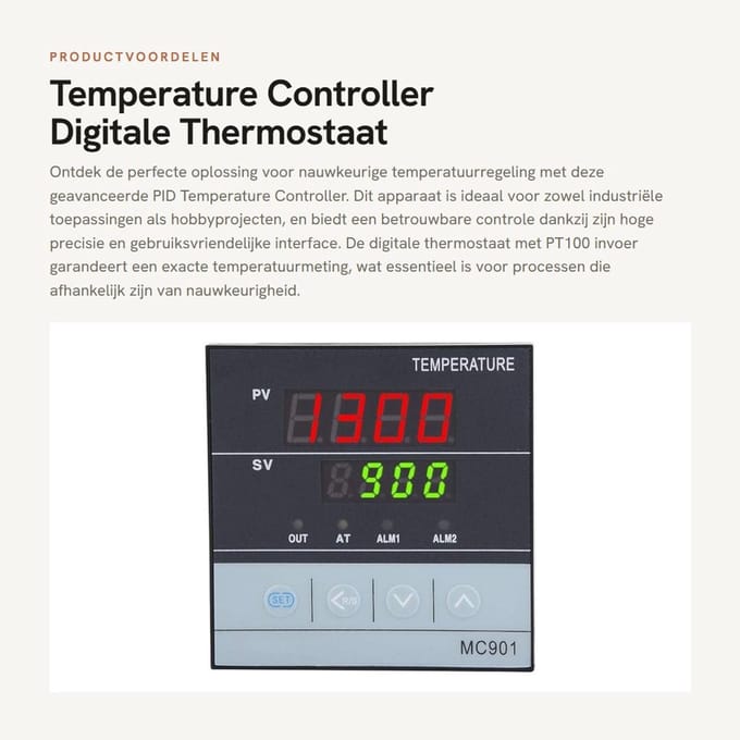 Dailygoods- Temperatuurregelaar Hoge Precisie - Digitale Thermostaat - Temperatuurmeter - PT100 Input - Relais SSR Output - Compact Ontwerp