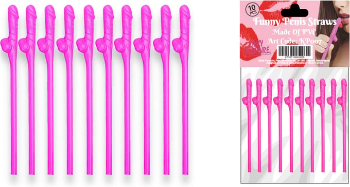 Herbruikbare Piemel Rietjes Donker Roze 10 Stuks 19cm