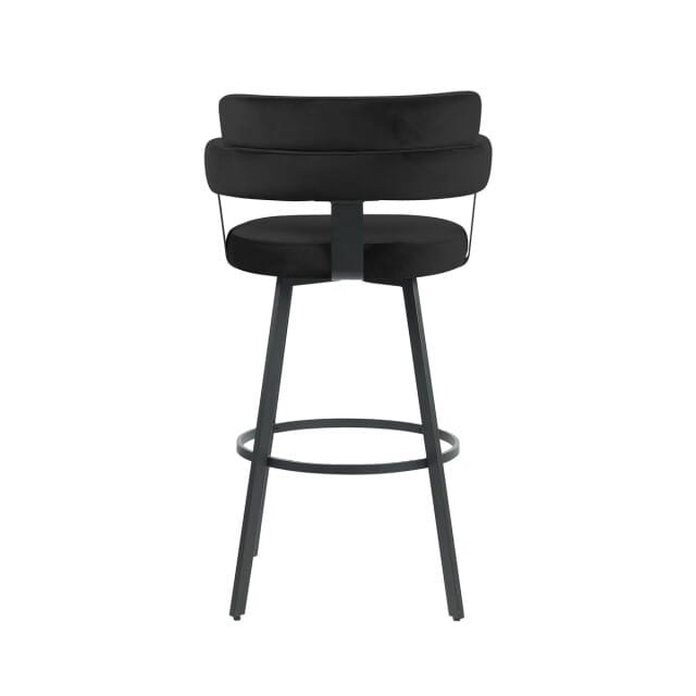 LABEL51 Bardio Barkruk - Zwart - Velvet - Hoog - Kruk - - Met Armleuning