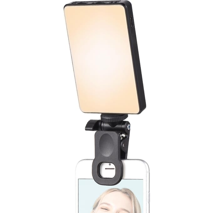 Pocket Clip-on LED-videolamp Computer Tablet Mobiele telefoon Videoconferentielamp 2500K-9000K zwart