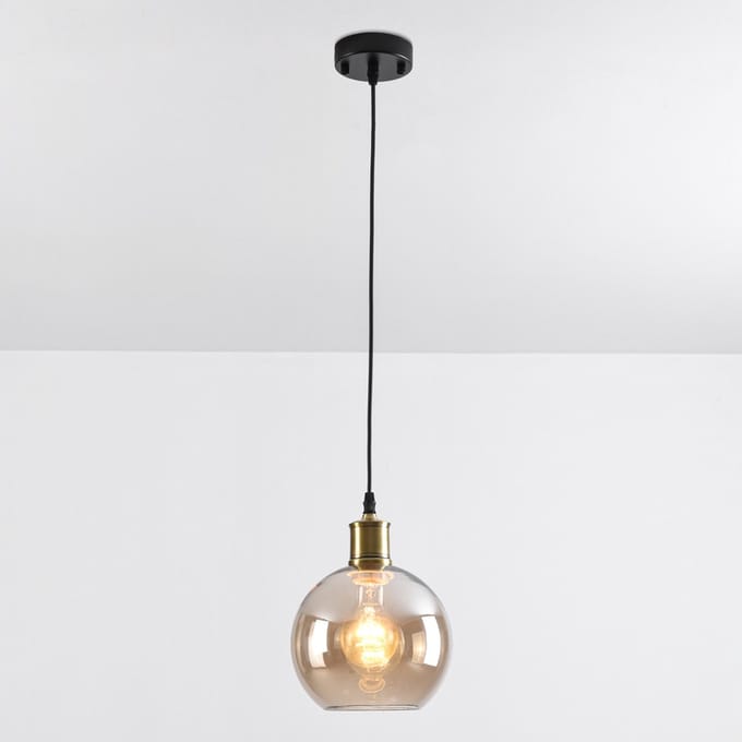 LumenXL 1-lichts hanglamp Liya cognac glas