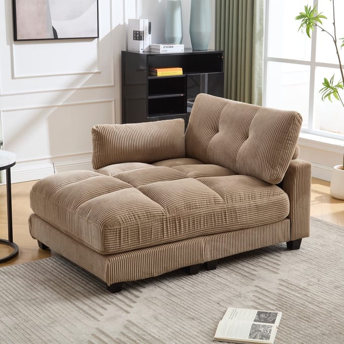 Fauteuil Bankje - Relaxstoel Met Bekerhouders En USB - Khaki