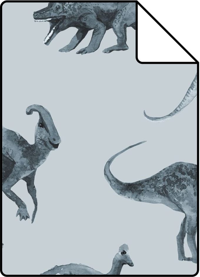 Proefstaal ESTAhome behang dinosaurussen blauw - 26.5 x 21 cm - 131207-S