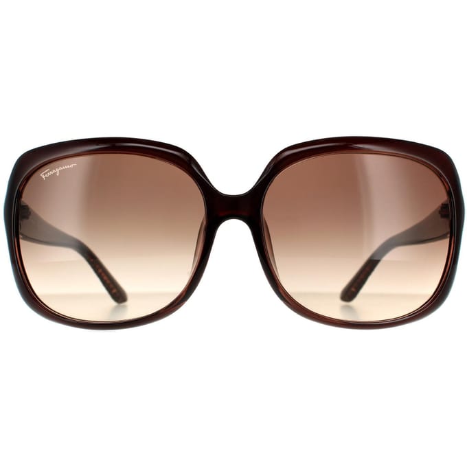 Salvatore Ferragamo Rechthoekige Dames Bruine Gradient Zonnebril