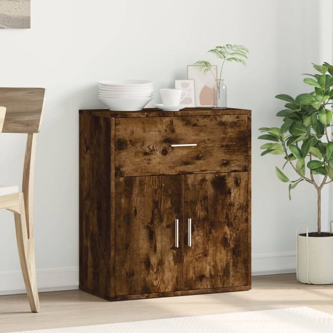 vidaXL - Dressoir - 60x31x70 - cm - bewerkt - hout - gerookt - eikenkleurig