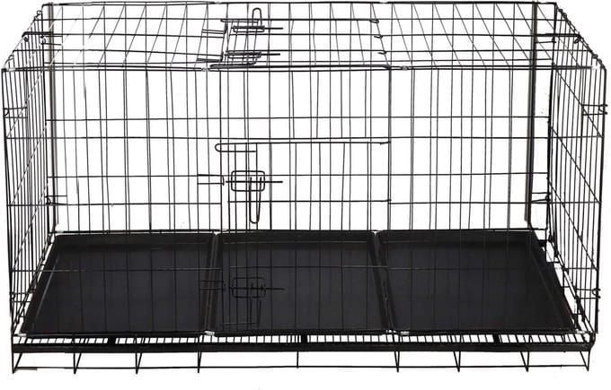 Springos Hondenbench | Bench | Hond / Kat | 130 x 61 x 70 cm | Zwart